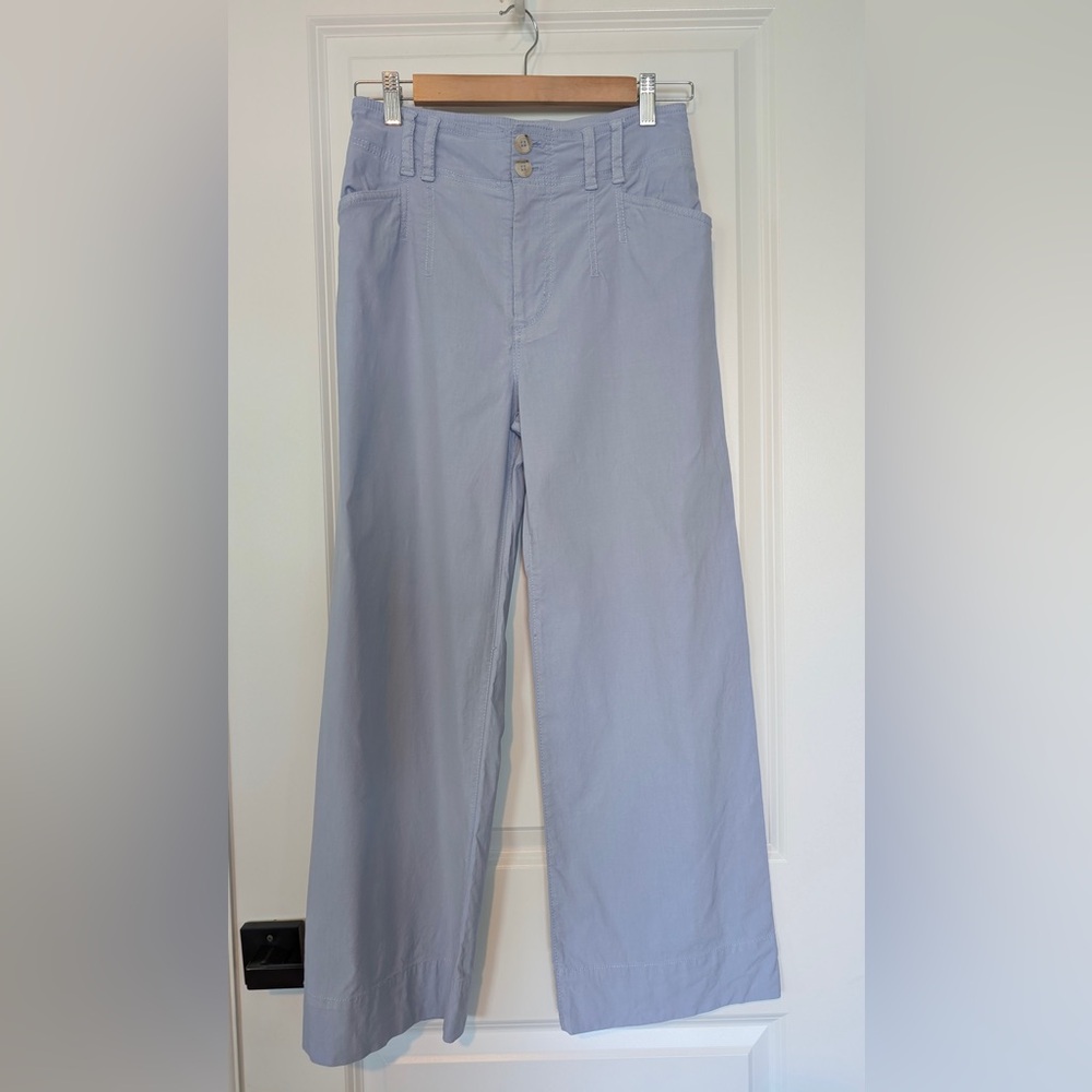 Anthropologie Emma Cropped Wide Leg Pant Sky Blue Size 27